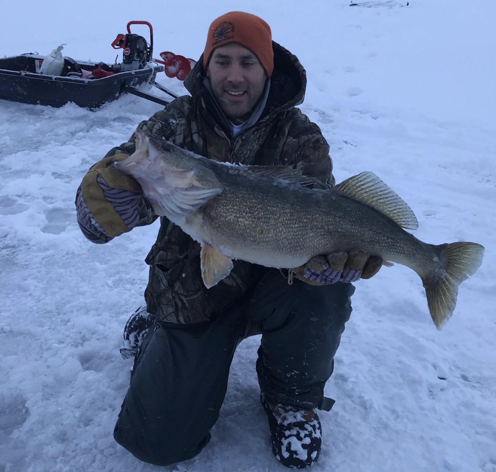 ice fishing big walleyes - Lucky Buck Fishing